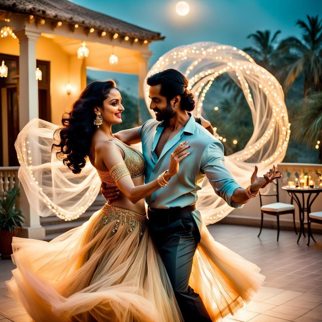 Woman in Tulle Bikini Dancing on Terrace