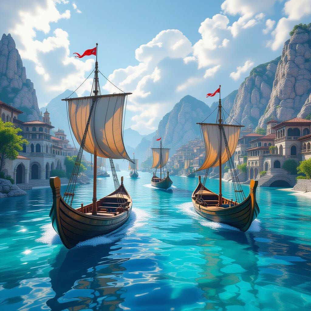 Fantastical Duck Family Swimming on Lake