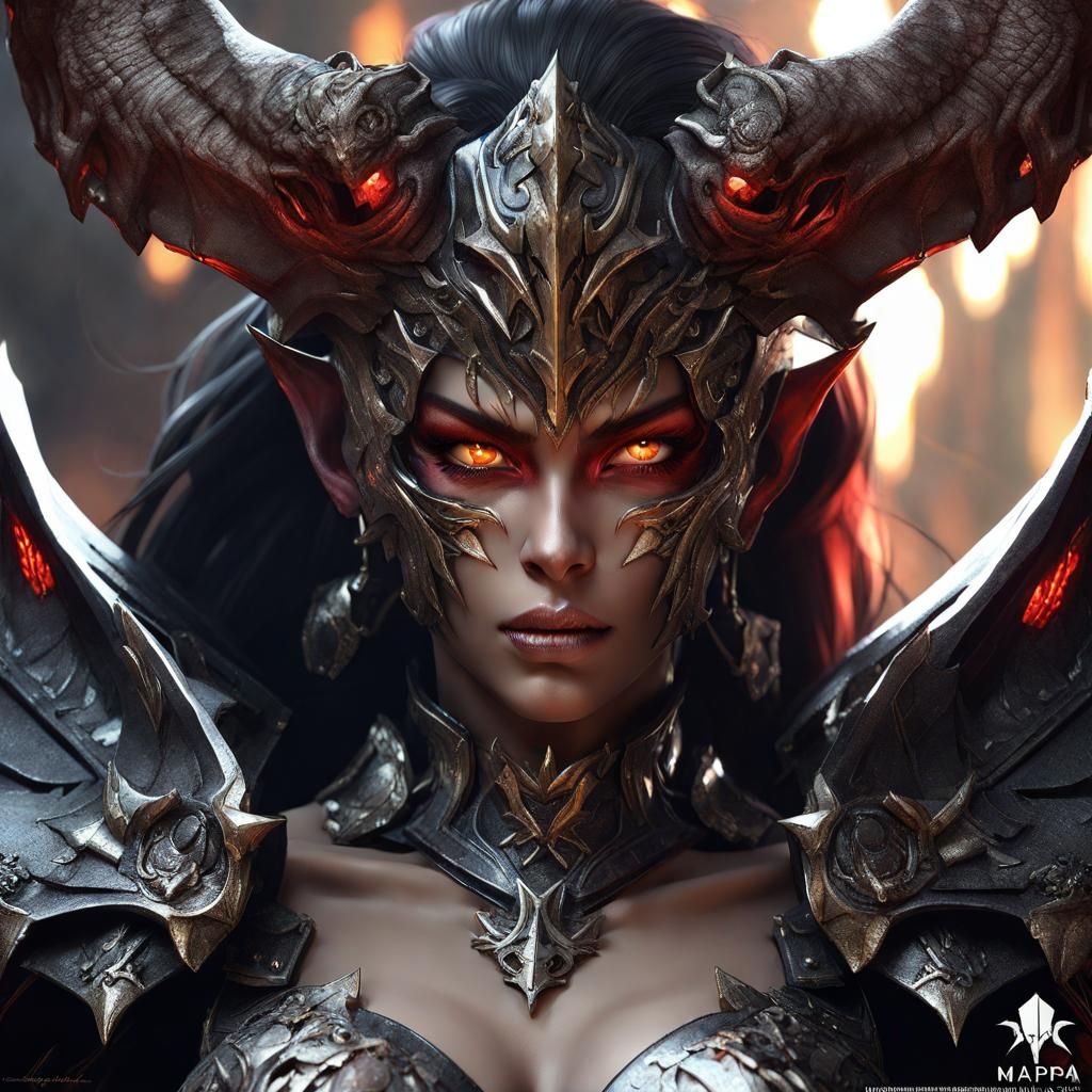 Epic Female Demon Lord in Anime Style