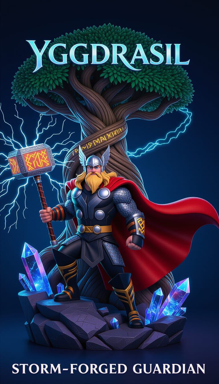 Thor: 3D Sculpture of the Storm-Forged Guardian