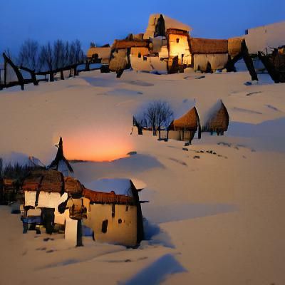 Picturesque Medieval Village Scene