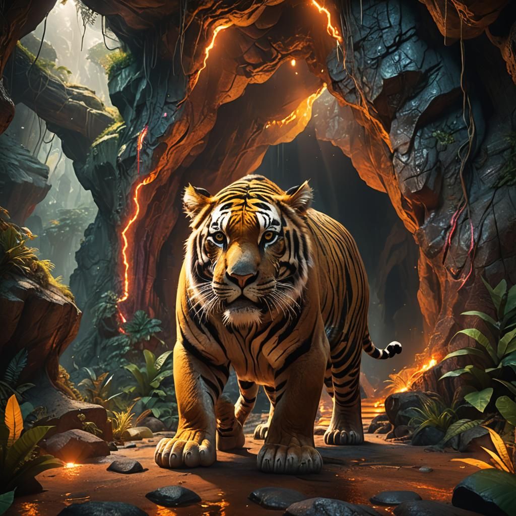 Elephant-Tiger Hybrid Emerges from Mystical Cave