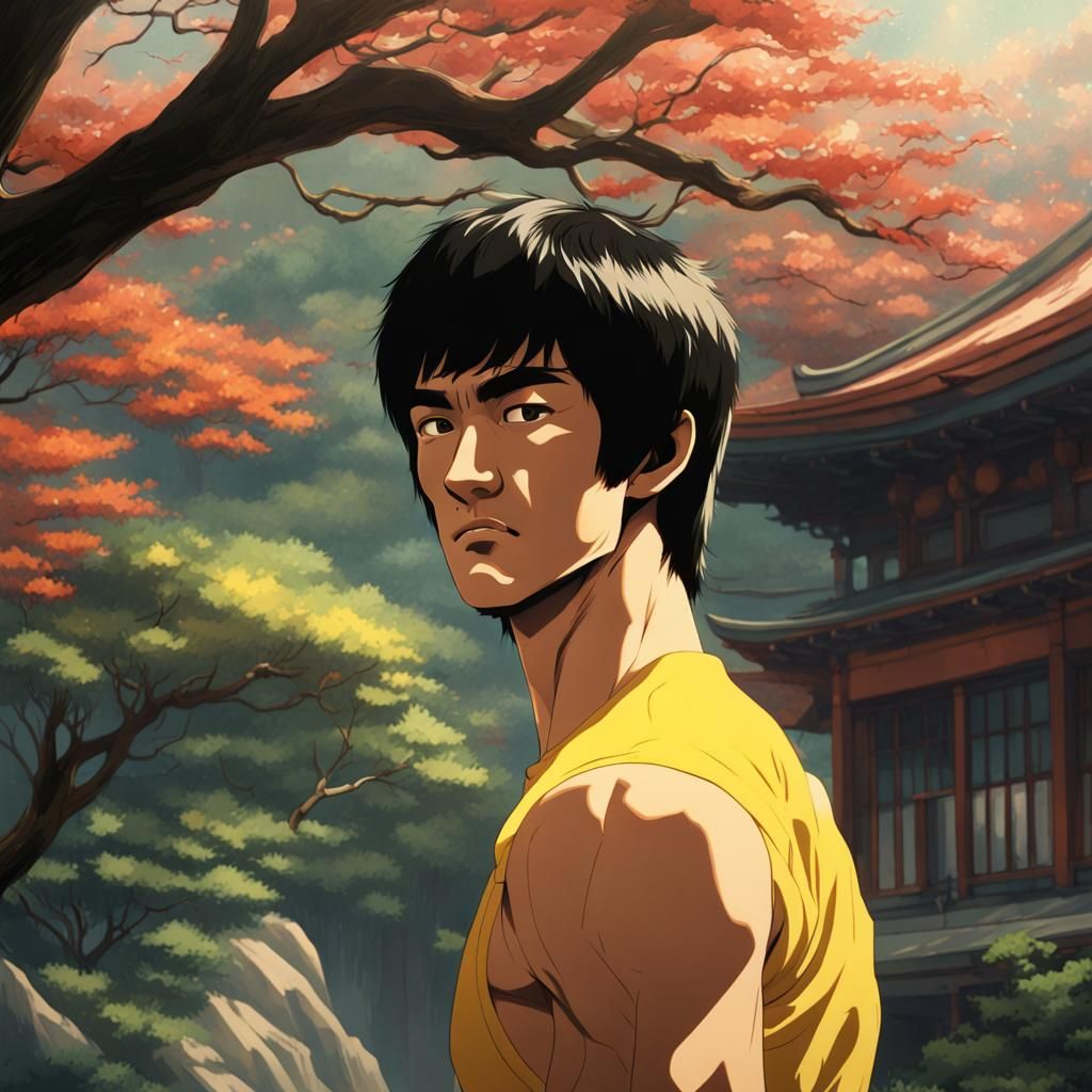 Bruce Lee in Studio Ghibli Anime Style