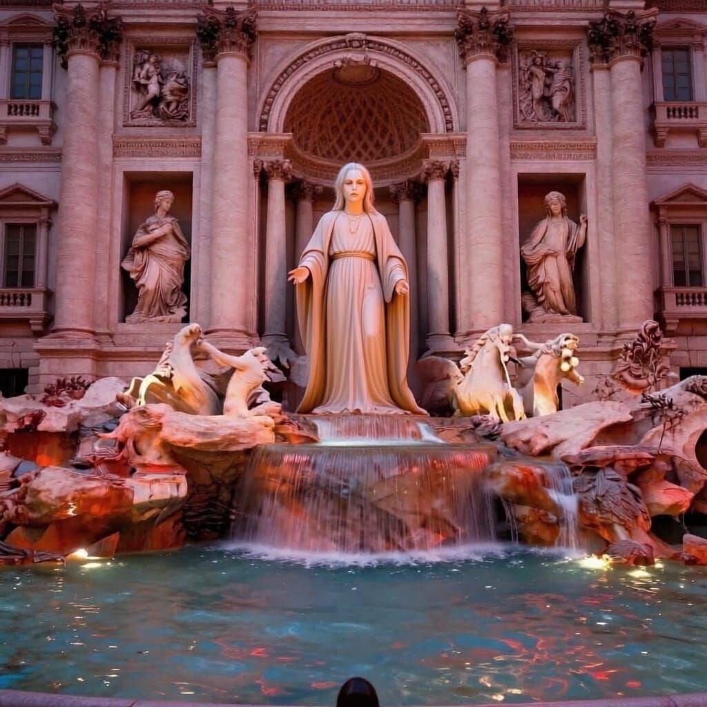 Alien Marble Fountain in Otherworldly Square