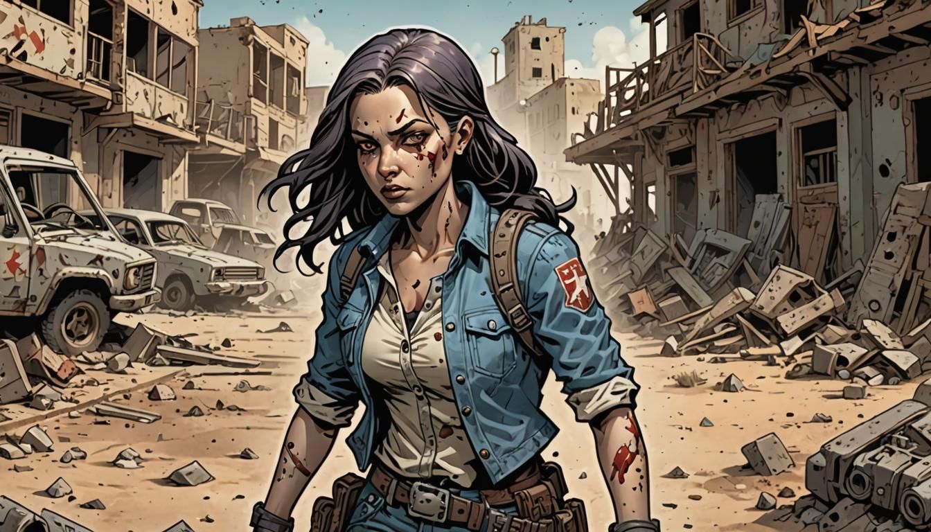 Zombicide Character Amy in Wasteland, Comic Style