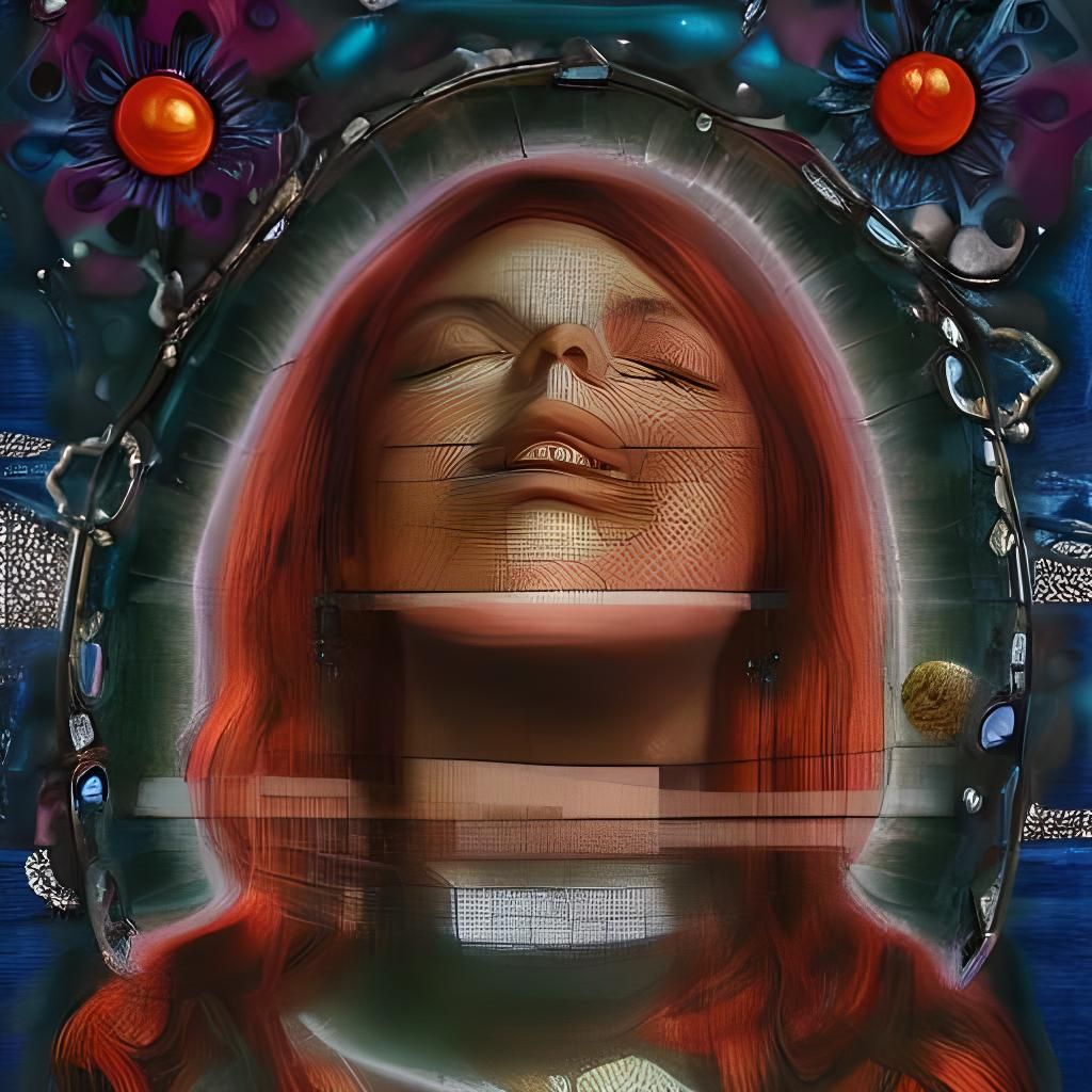 Woman on Beach with Holographic Polka Dots