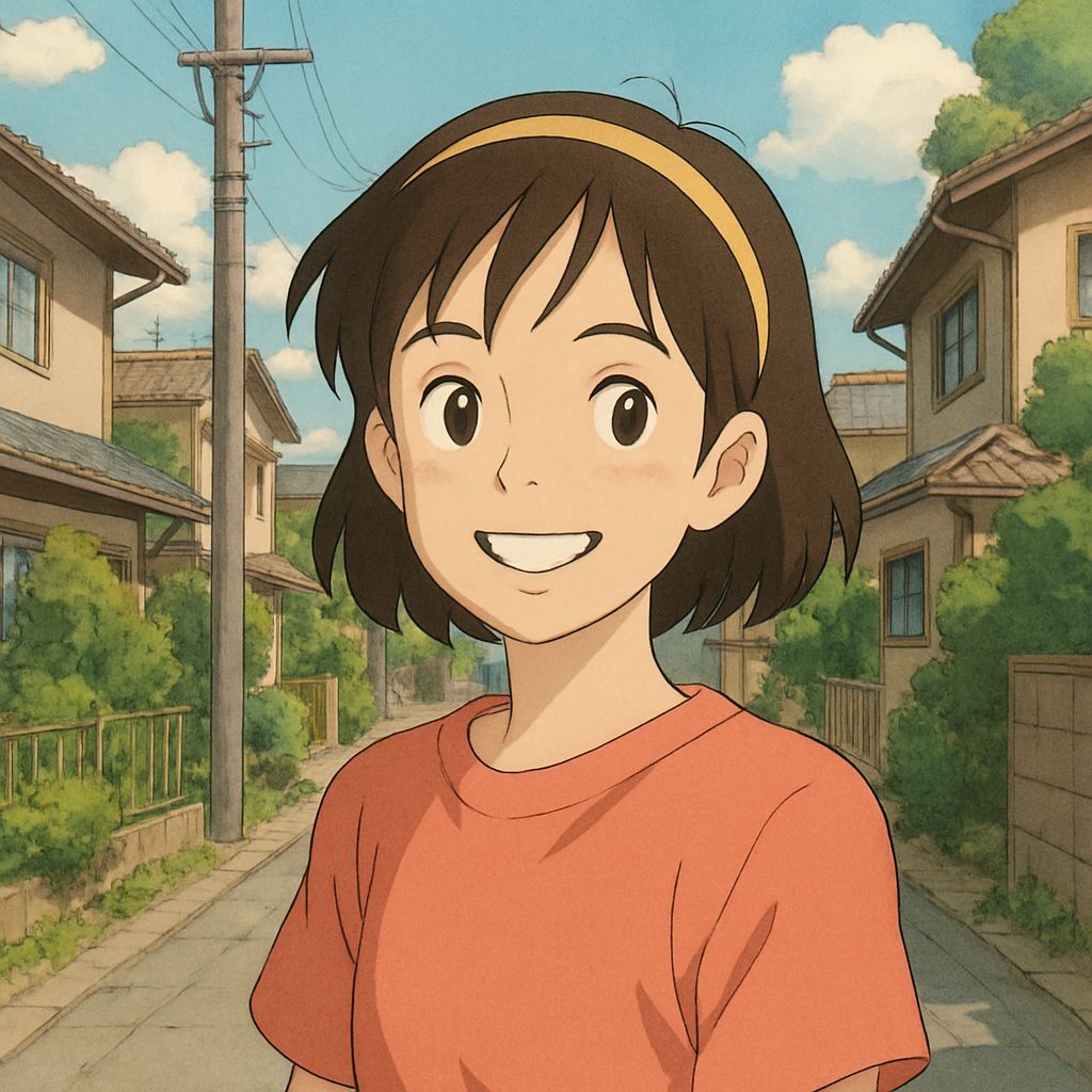 Charming Japanese Town Woman in Warm Smile