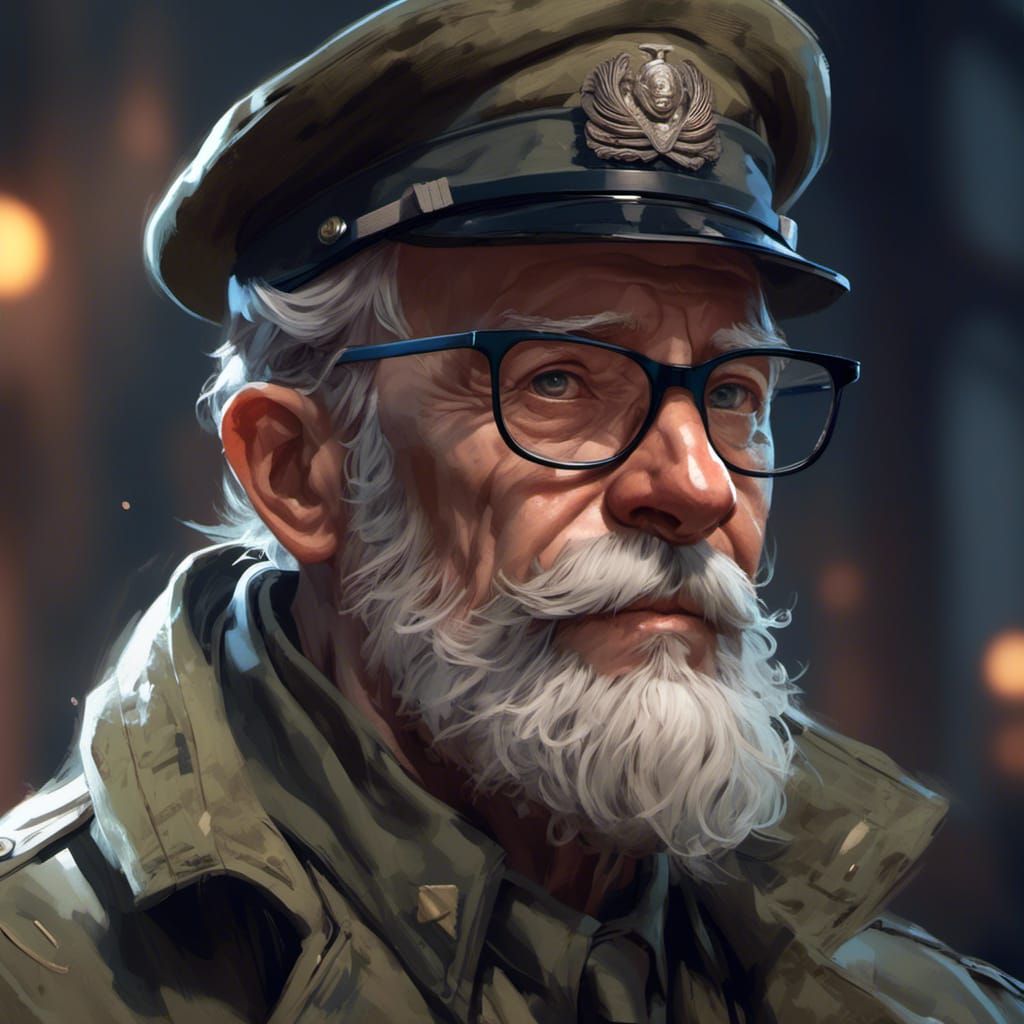 WWII General Portrait in Hyperdetailed Digital Art