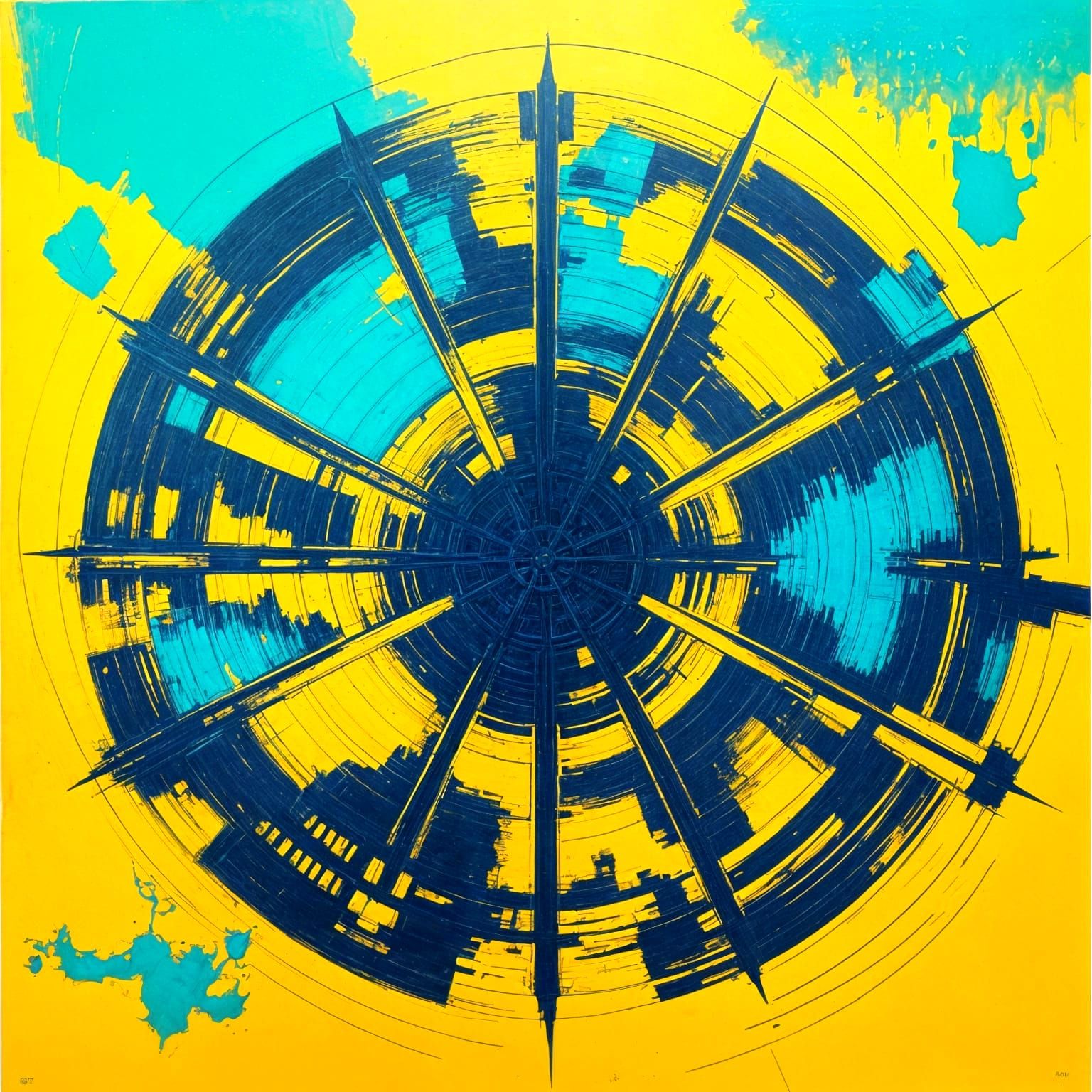 Abstract Design in Yellow and Blue Tones