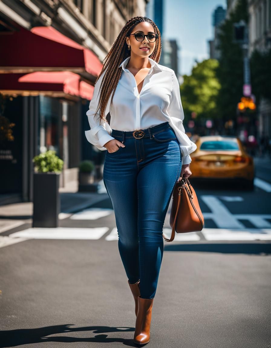 Curvy Businesswoman Portrait in City, Cinematic Lighting