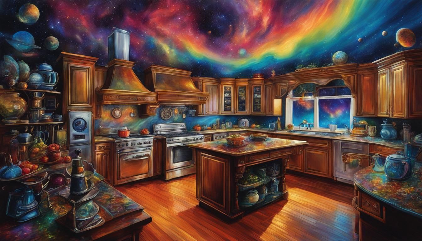 Cosmic Kitchen Appliances in Aurora Borealis