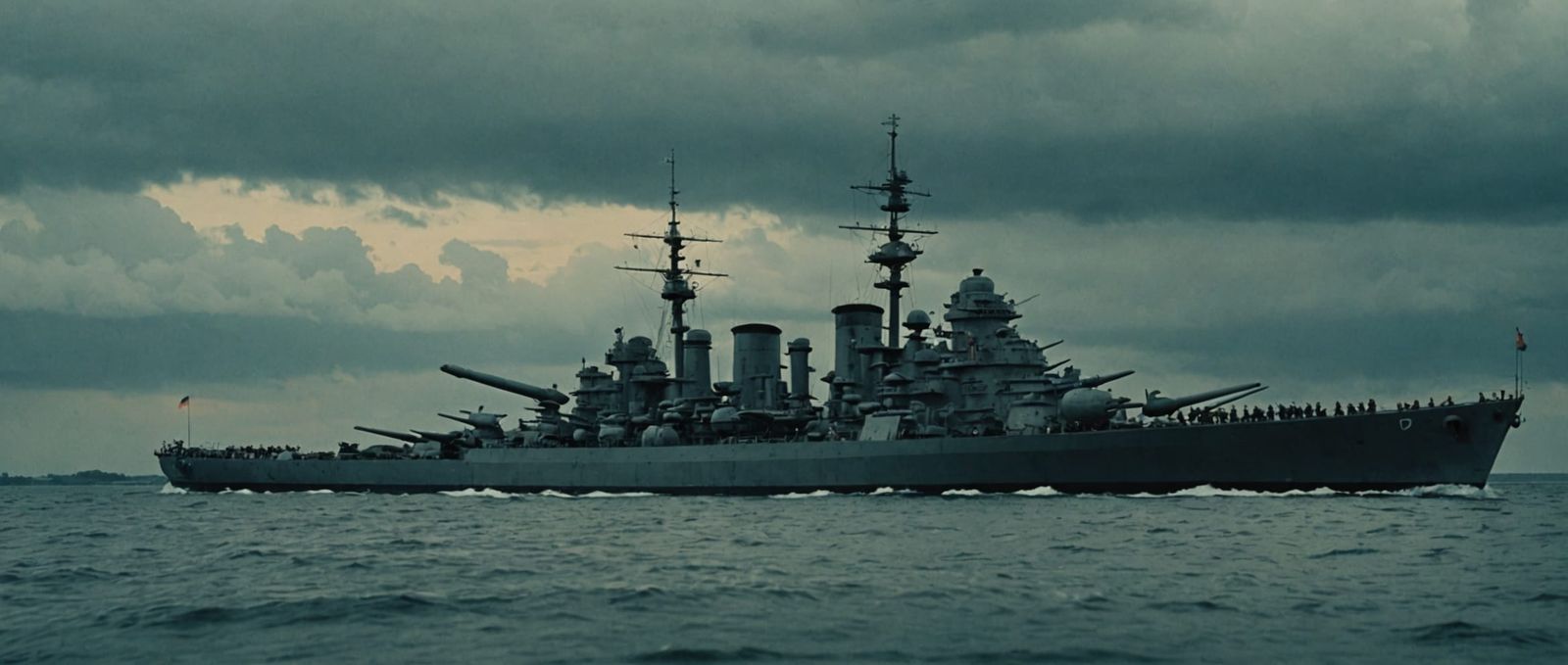 Dramatic German Battleship in Cinematic Style