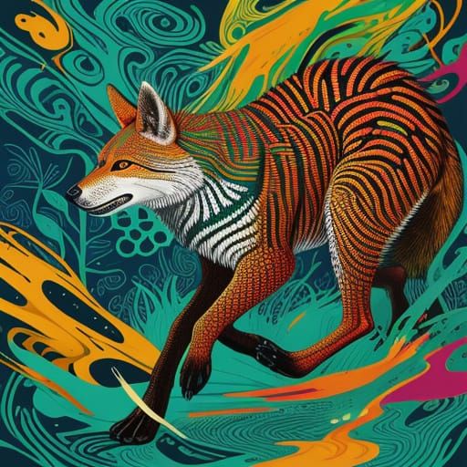 Australian Animals in Vibrant Indigenous Art Style