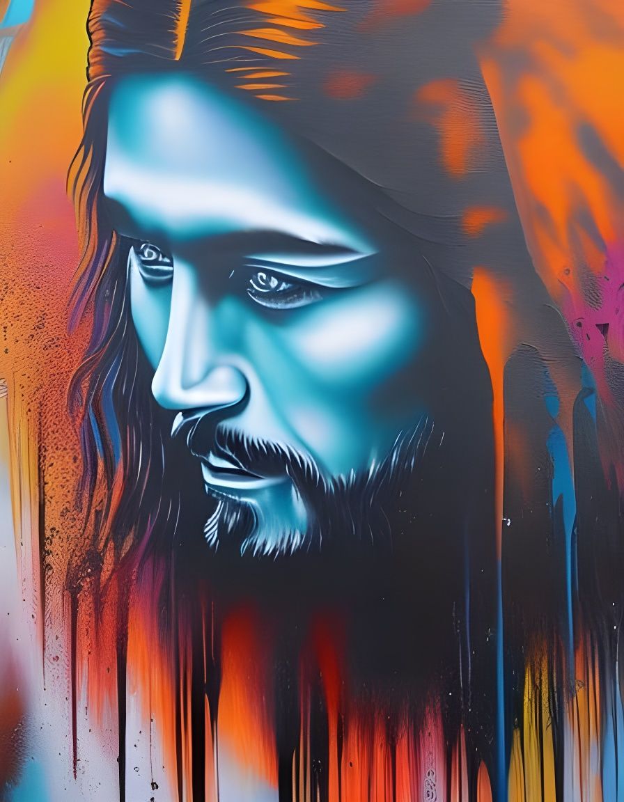 Graffiti Art of Jesus Christ in Street Style