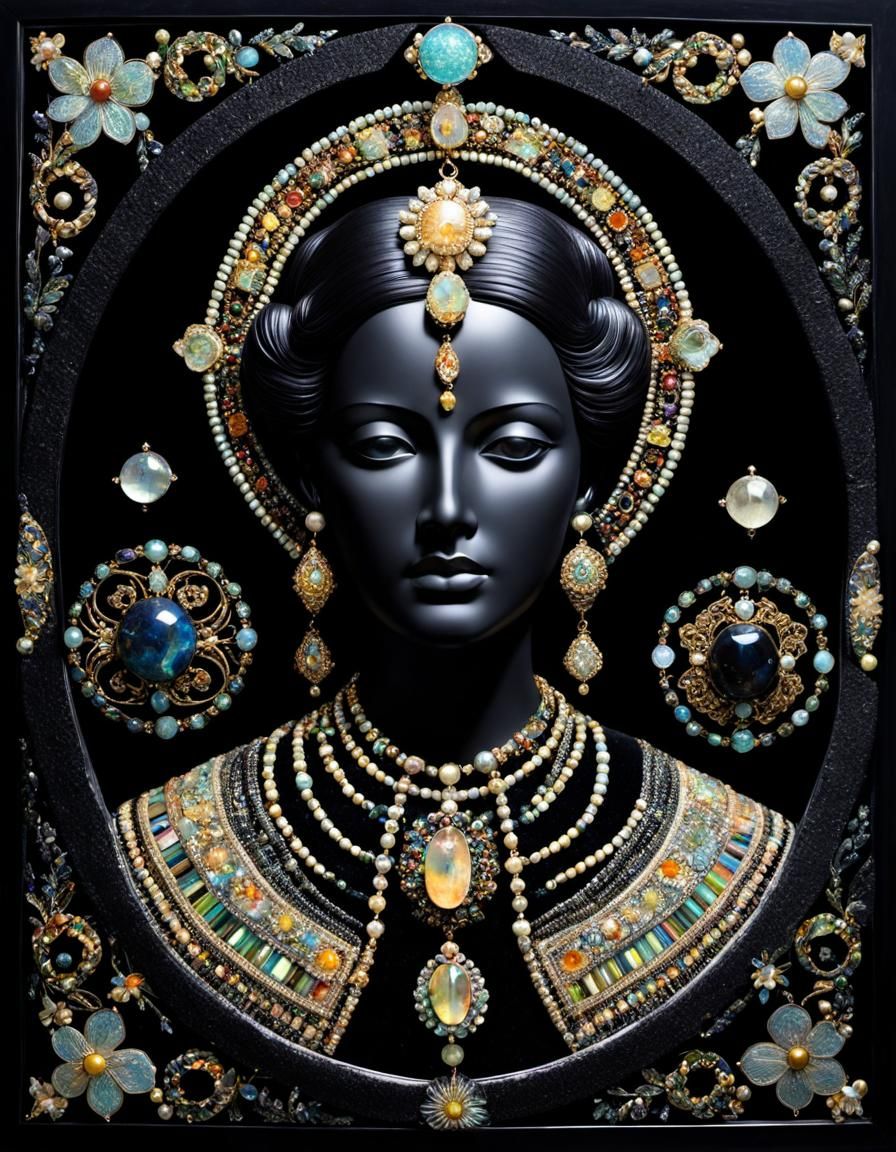 Schumann Resonance Portrait in Tessellated Phosphorescent Firefly Glass Beads