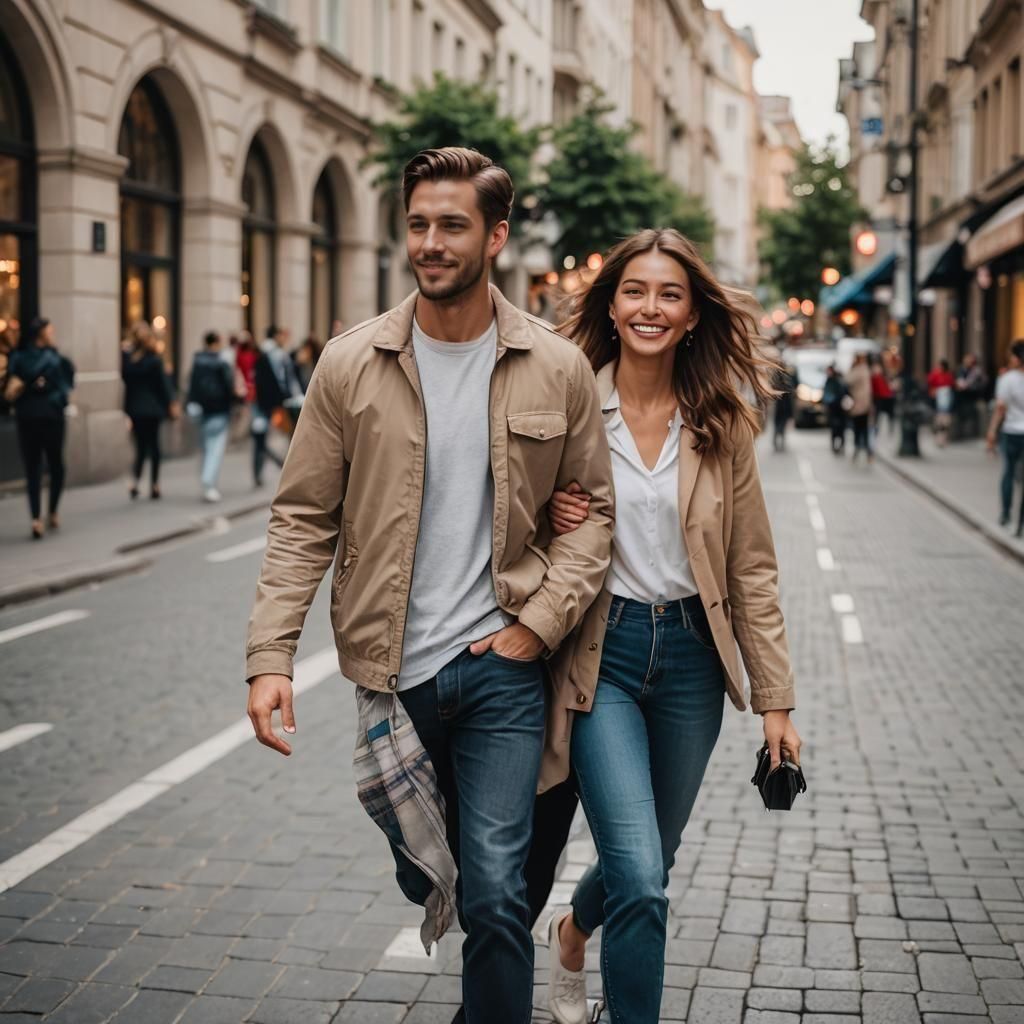 Romantic Couple Stroll in City: Professional Photography
