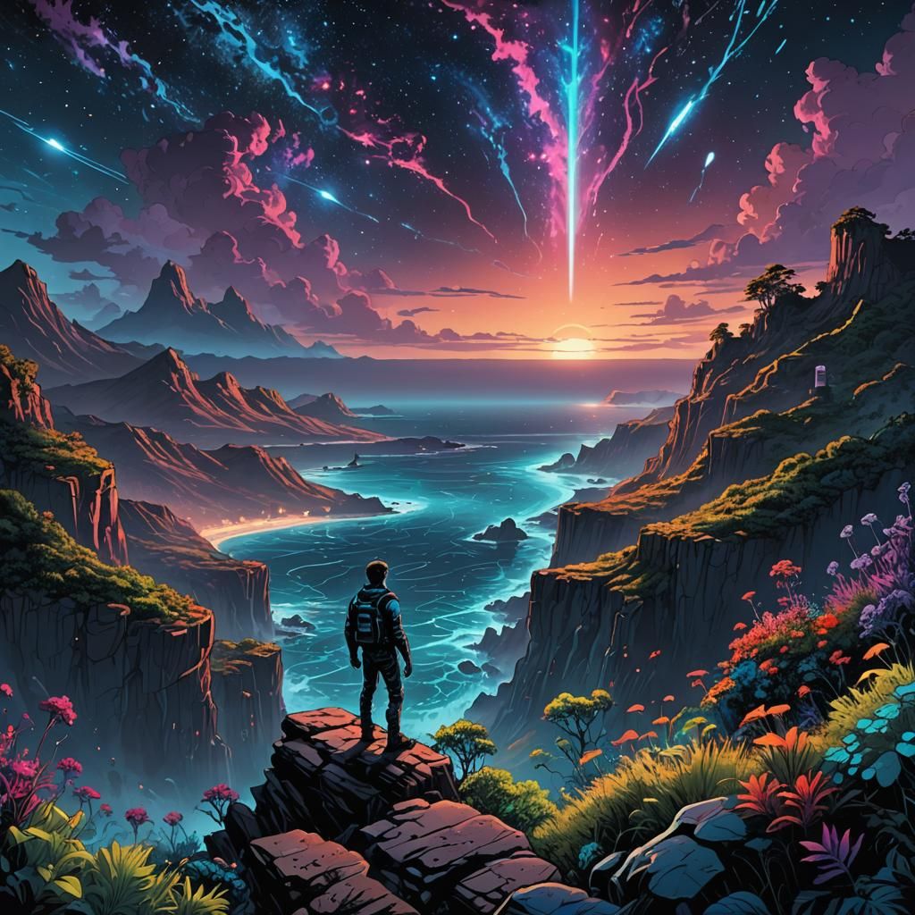 Epic Alien Seascape in Comic Book Style