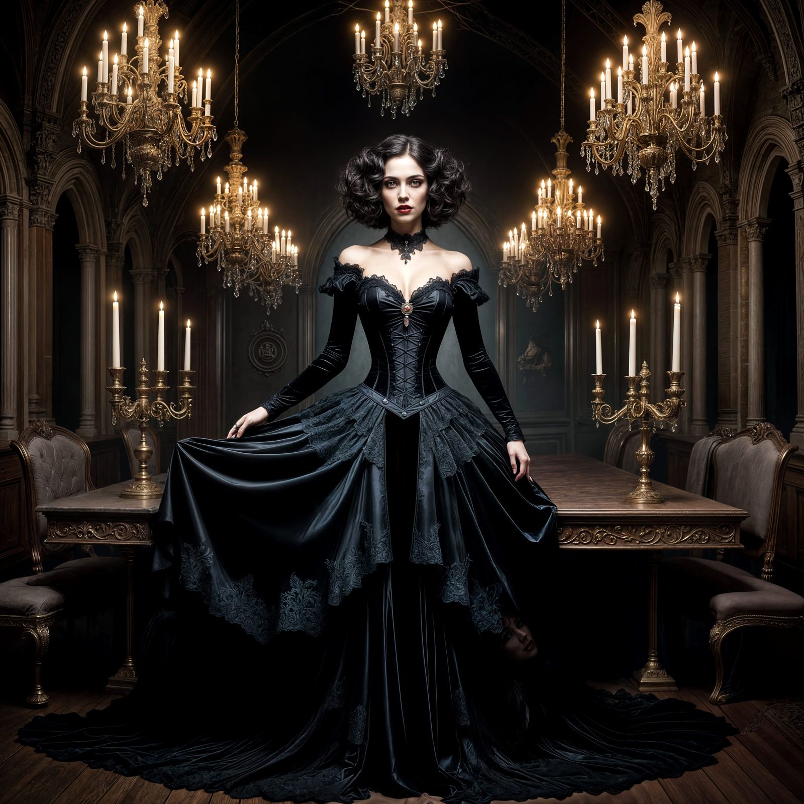 Sensual Vampire in Haunted Mansion Portrait