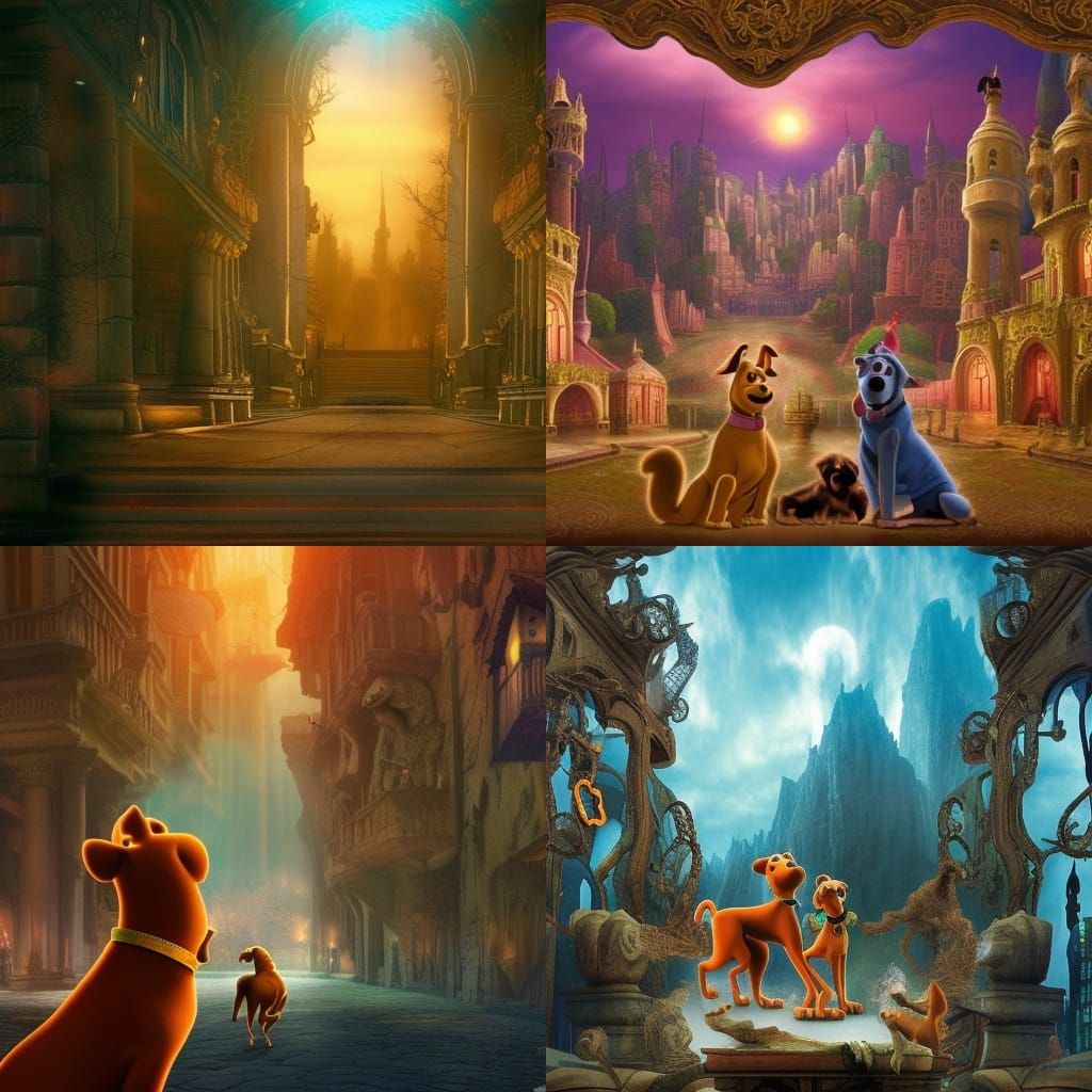 Cinematic Digital Painting of Scooby Doo