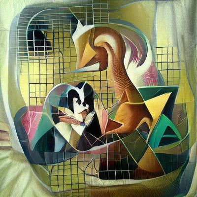 Abstract Cubist Animal Love Affair