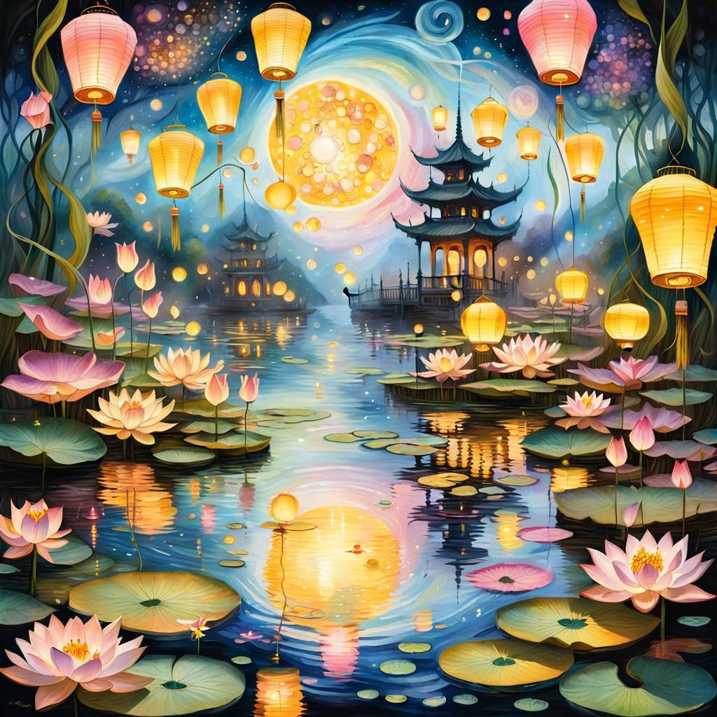 The lanterns of Lotus Lake