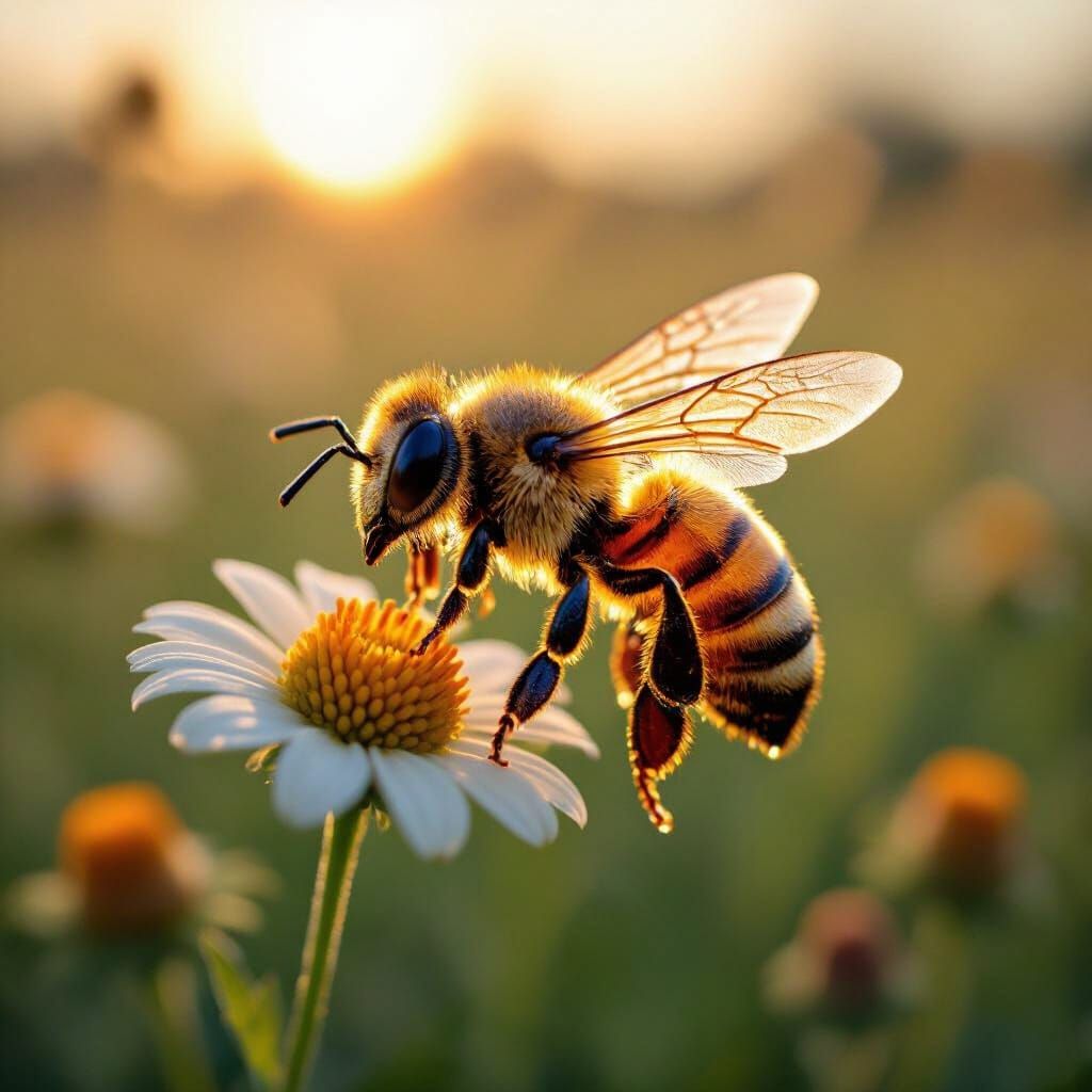 Hyperrealistic Honey Bee in Flight