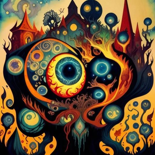 White Dragon Amidst Dark Eclipse, Stylized Watercolor Art