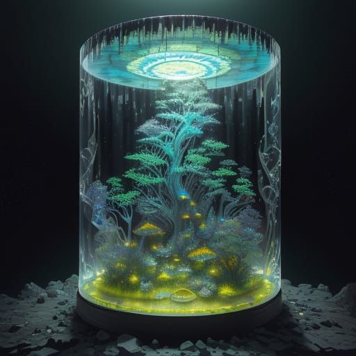 Surreal Dream-Temple Landscape with Bioluminescent Details