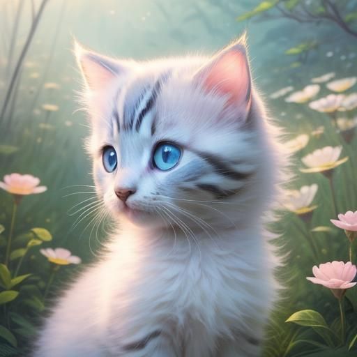 Adorable Kitten's Wild Discovery: Ghibli Watercolor Style