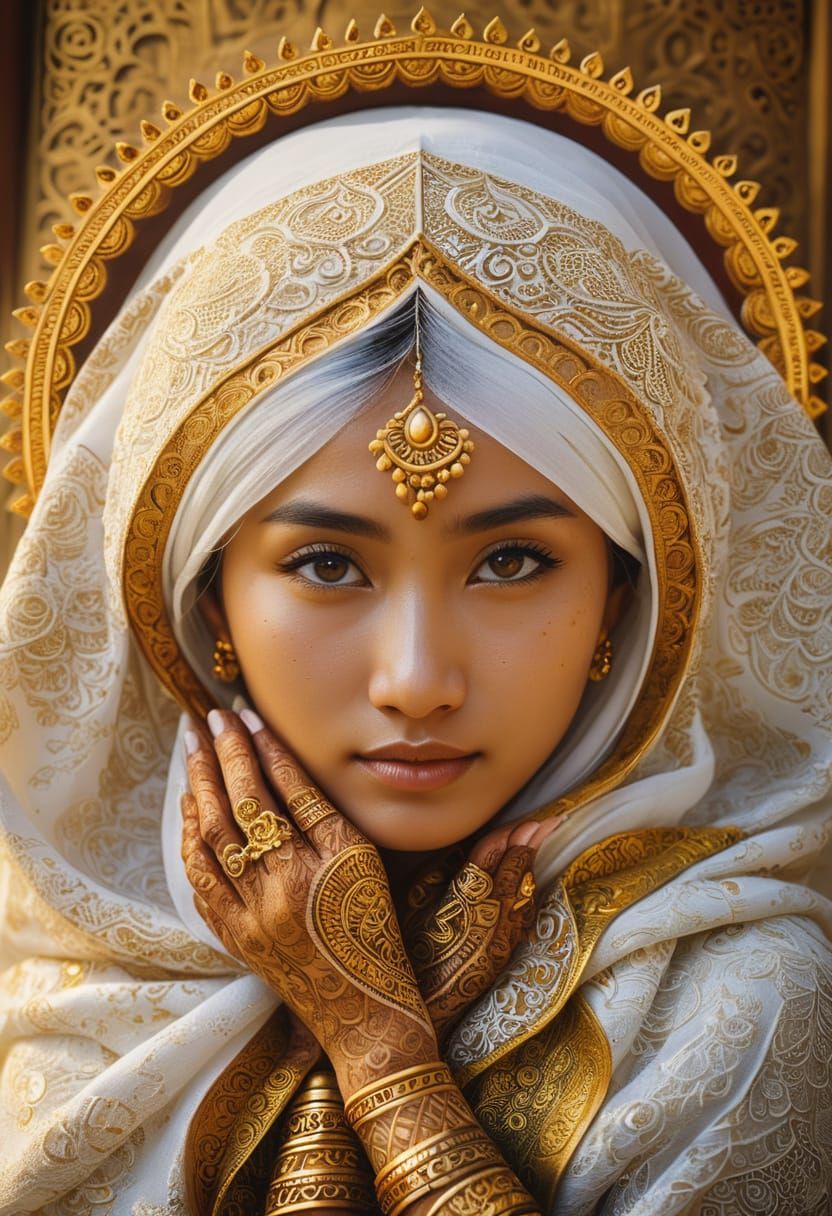 Exotic Balinese Beauty Shines in Golden Splendor