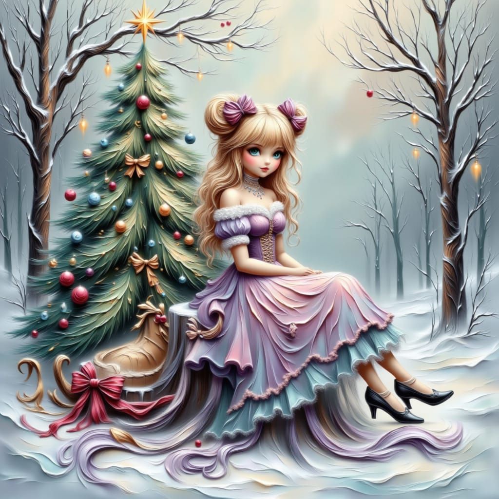 Whimsical Girl With Big Eyes and Braided Hair by Snowy Xmas ...