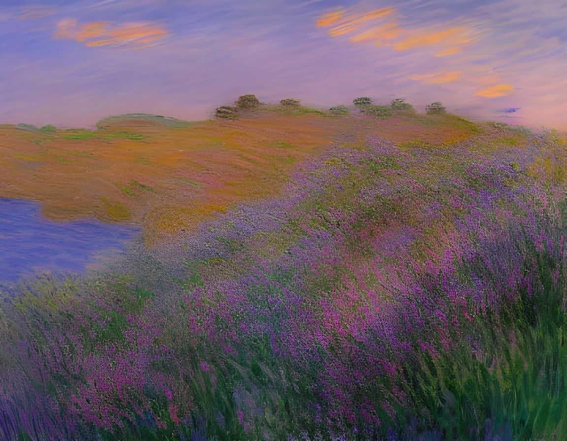 Impressionistic Ocean View from Cliffside, Claude Monet Styl...