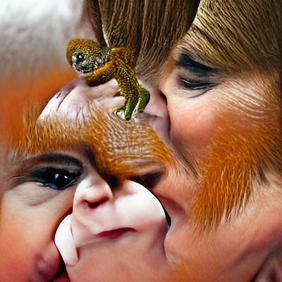 Surreal Orangutan Lizard Hybrid Image