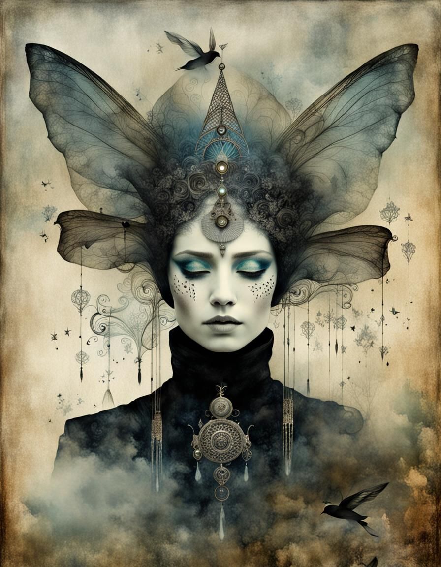 Banshee, Niflheim, Ink and Brush, Hyperdetailed, Catrin Welz...