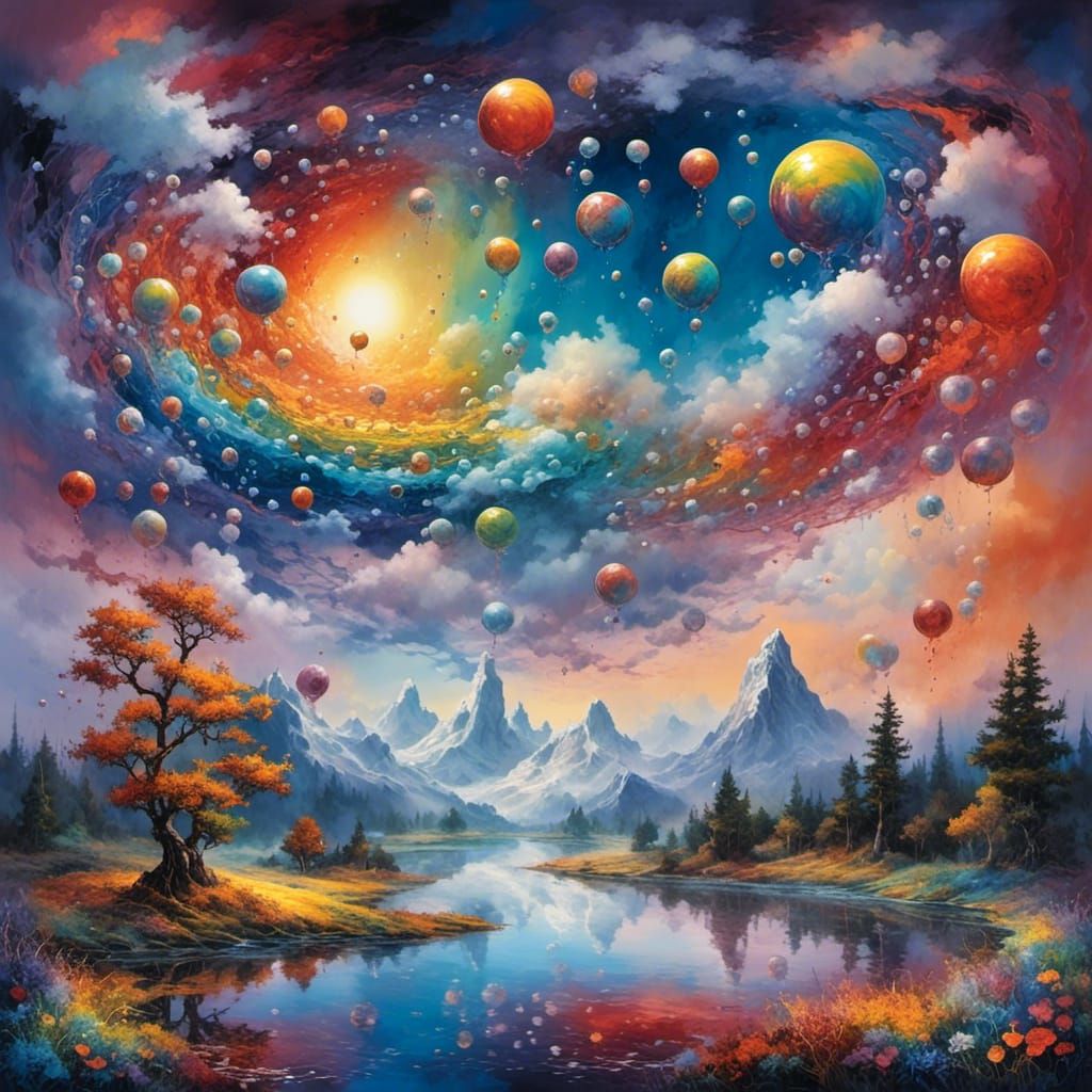 Colorful Non-Newtonian Fluid Lake in Surreal Style