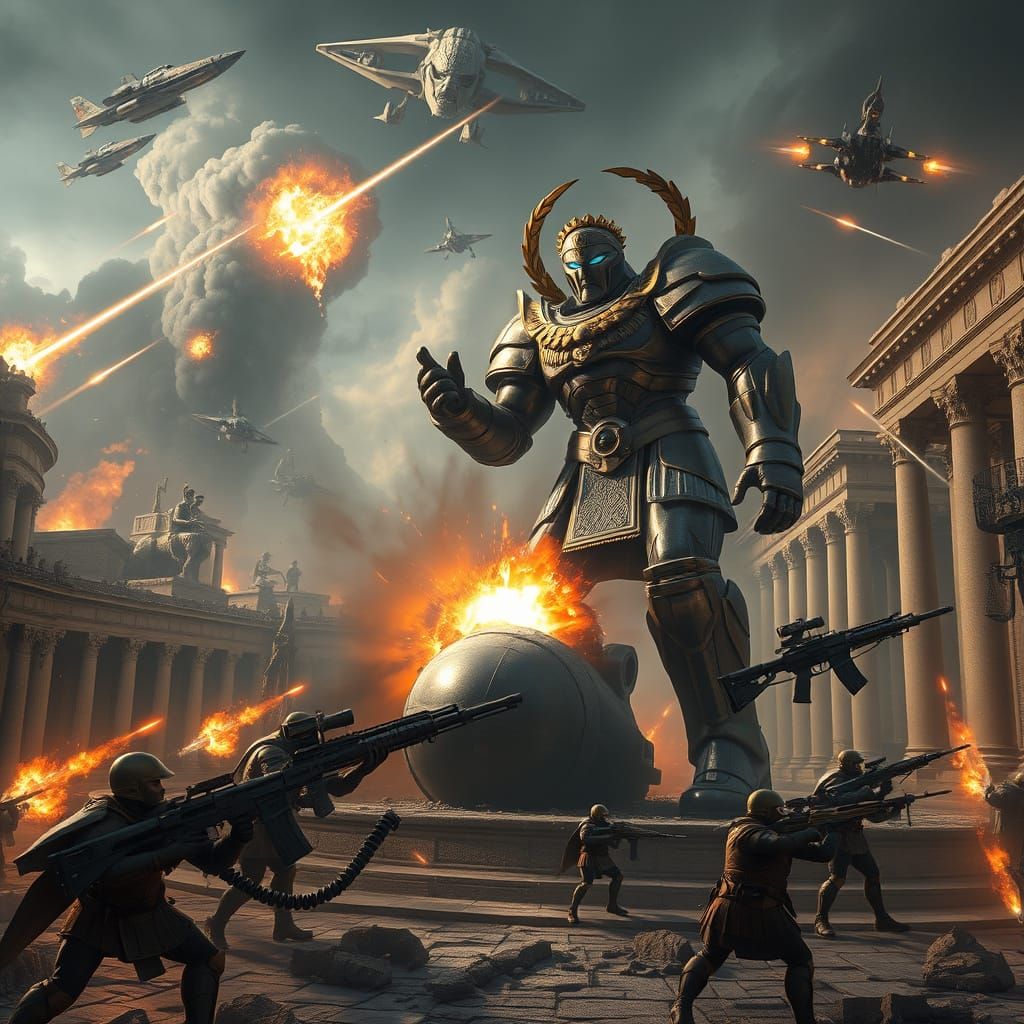 Ancient Rome Under Siege by Colossal Armored Giants in a Fut...