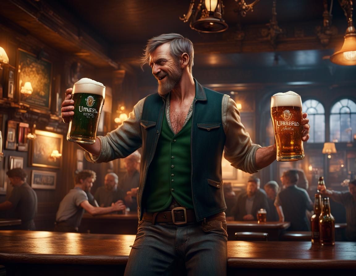 Man Dancing in Irish Pub: Fantasy Concept Art