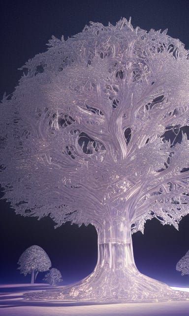 Epic Crystal Redwood Tree: Fantasy Sci-Fi Art