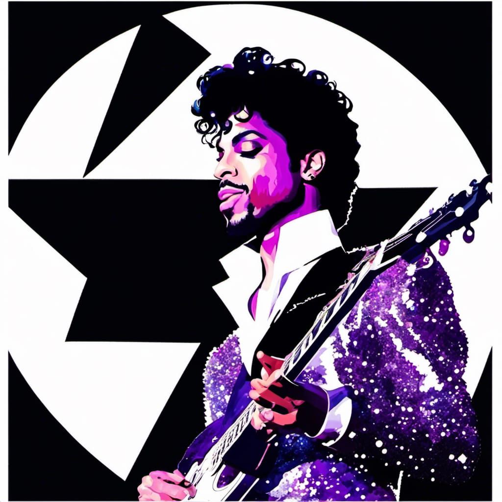 Musician in Purple Rain: Psychedelic Expressionist Portrait