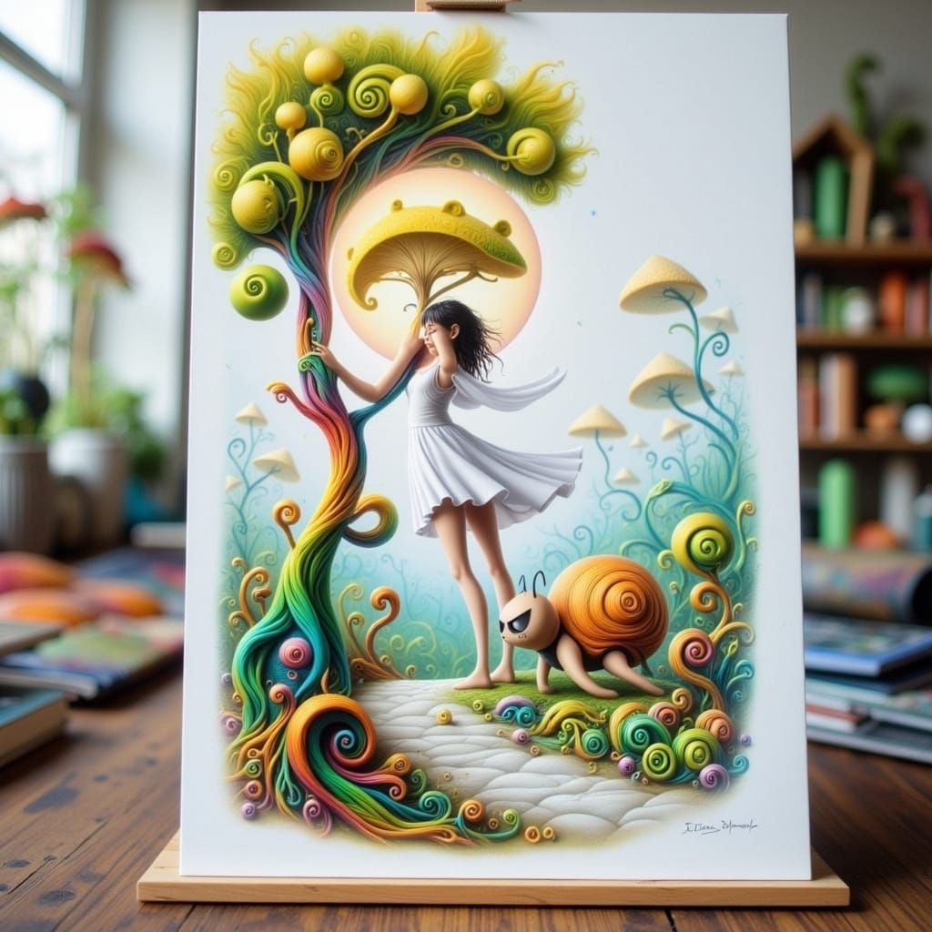 Woman Enters Luminous Portal to Surreal Dreamscape at Dawn