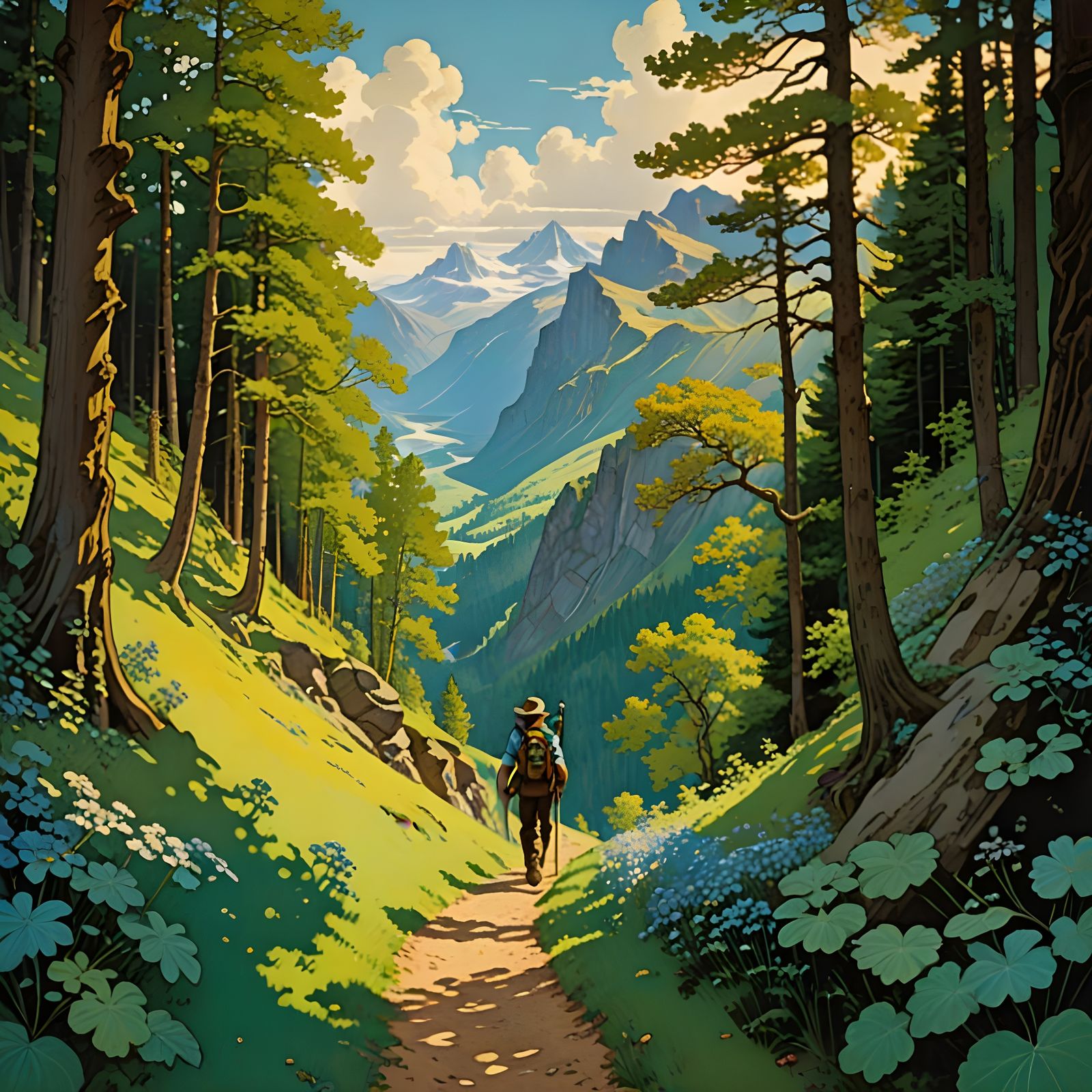 Whimsical Hiking Trail in Storybook Style