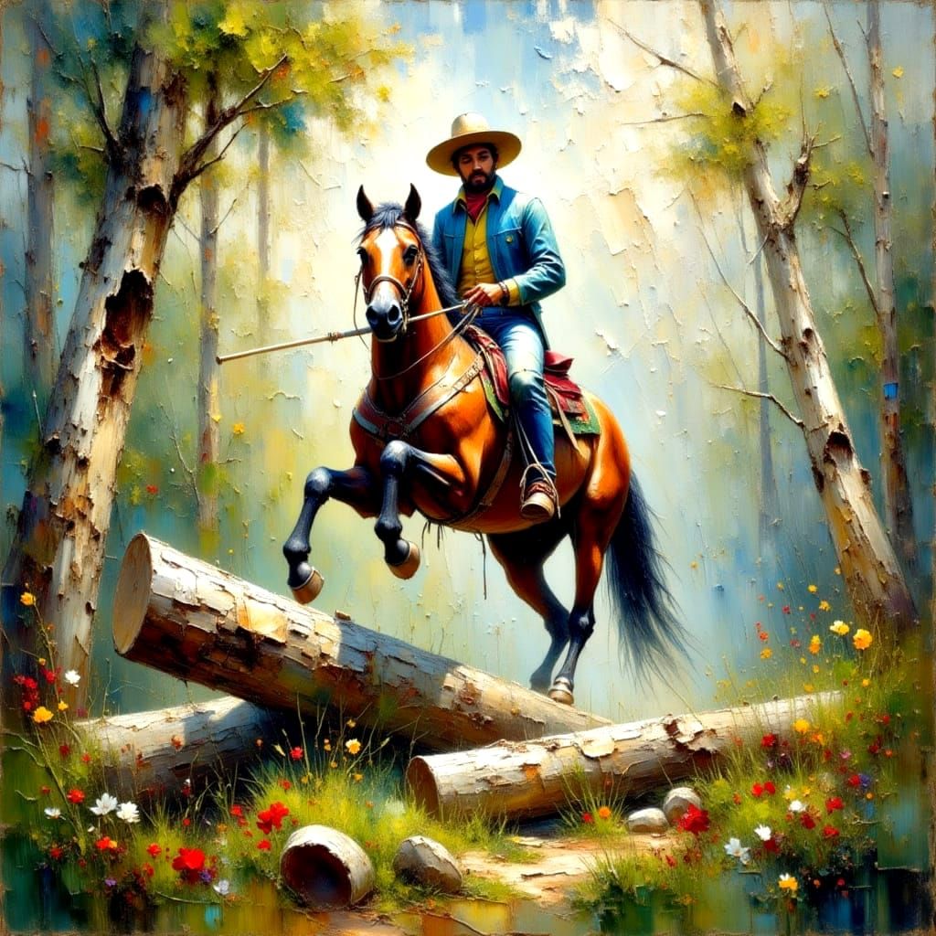 Ethereal Mountain Rider in Australian Tonalism