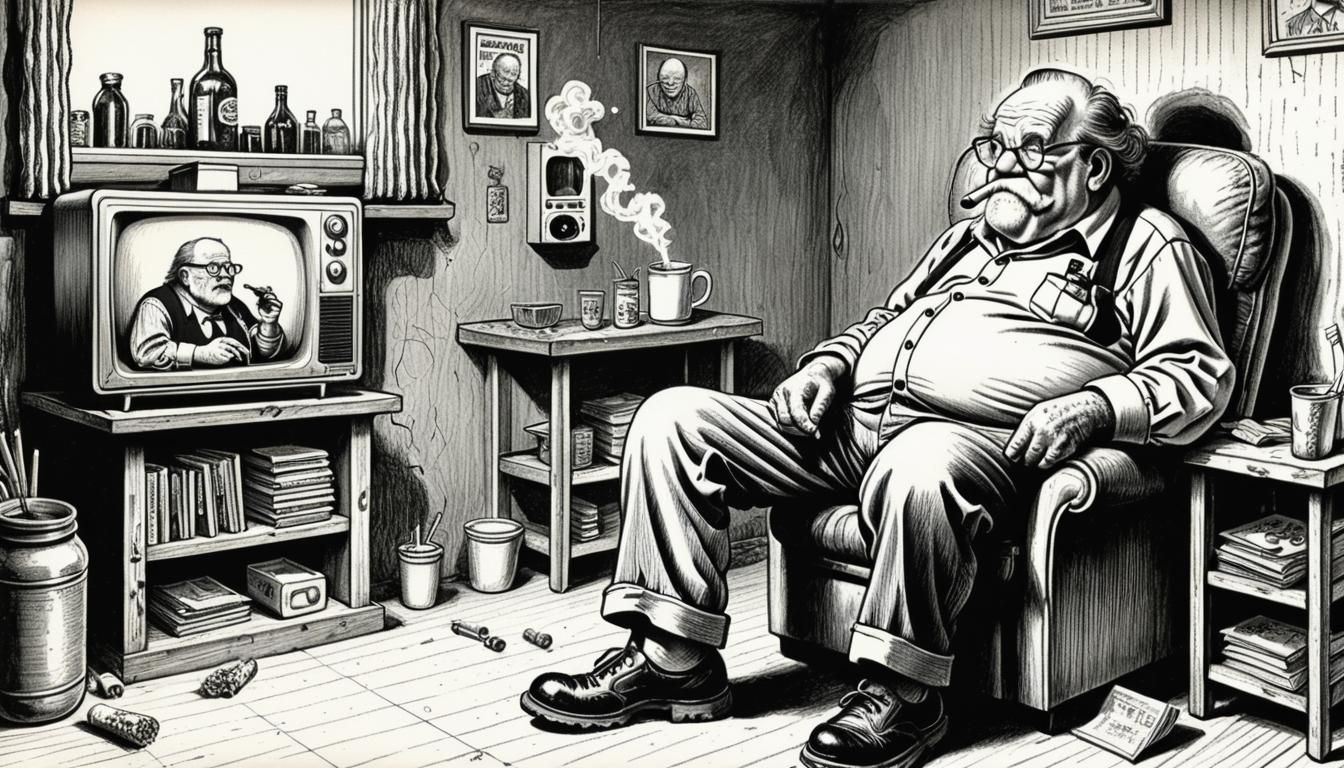 Gritty Underground Comic: Old Man Smoking