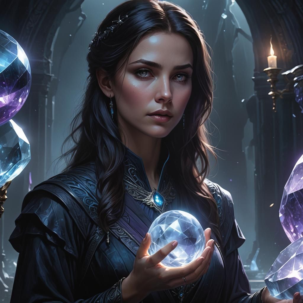 Rhea Gazing into Fractured Crystal Orb