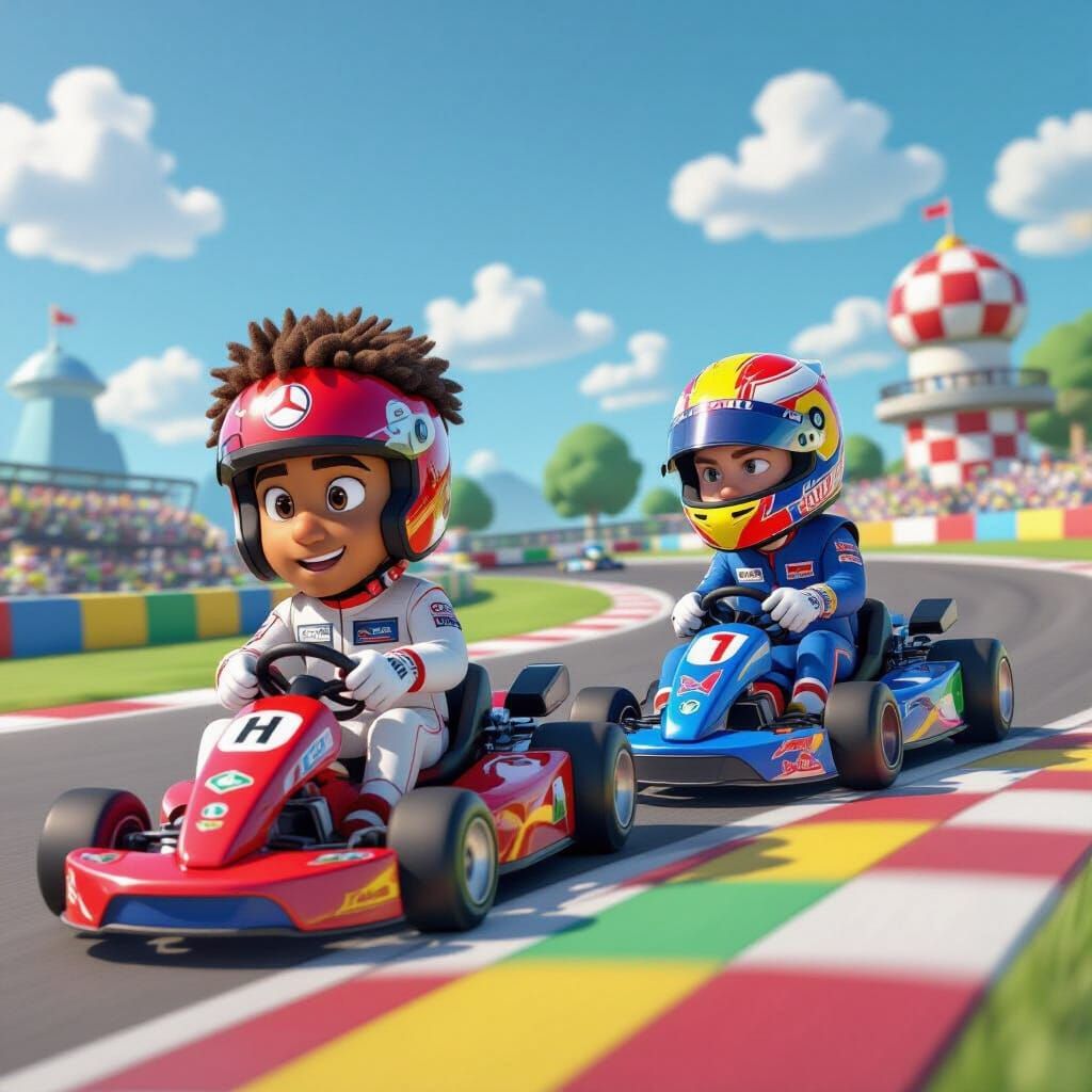 Hamilton as Koopa Troopa in Mario Kart Style