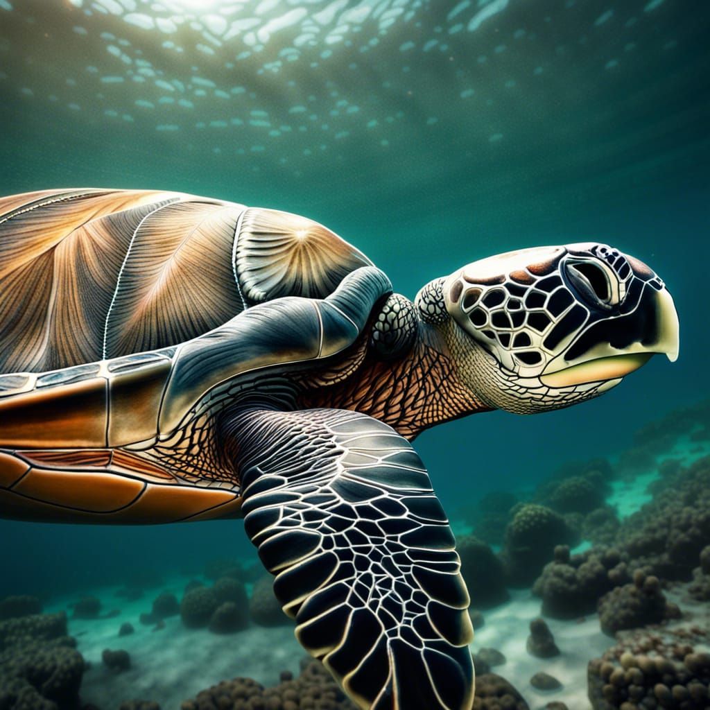 Hyperrealistic Sea Turtle in High Definition