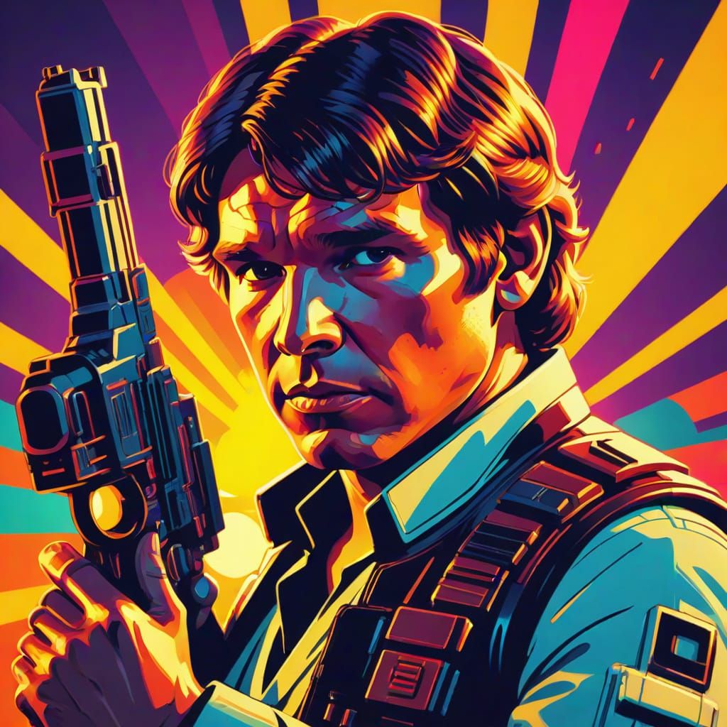 Han Solo in Lowbrow Pop Art with Blaster