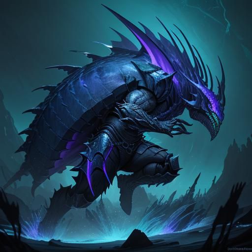 Armored Marine Creature with Bioluminescent Shell