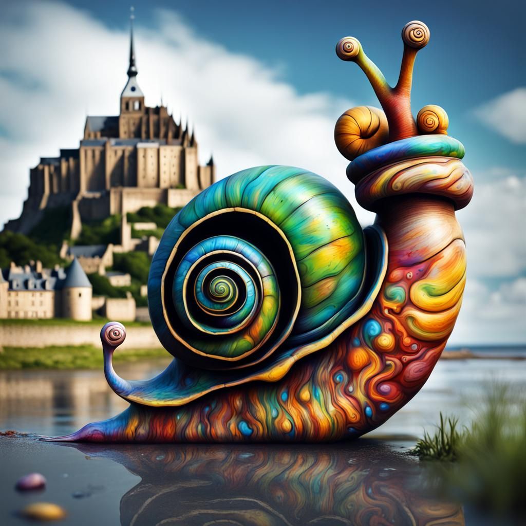 Snail Shell Mont Saint Michel in Graffiti Art
