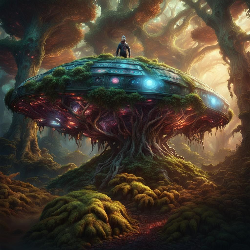Mystical Forest Creature Captures Spaceship: Digital Matte P...